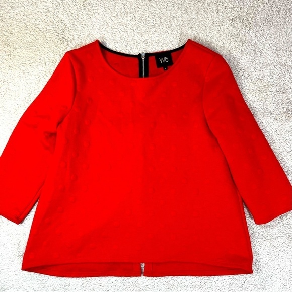 Anthropologie Cherry Red W5 Raised Red Dot Textured Blouse Top Medium - Picture 1 of 10